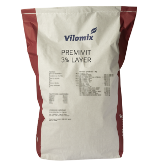 Minerālbarības Premivit 3% layer produkta maiss sarkanā krāsā