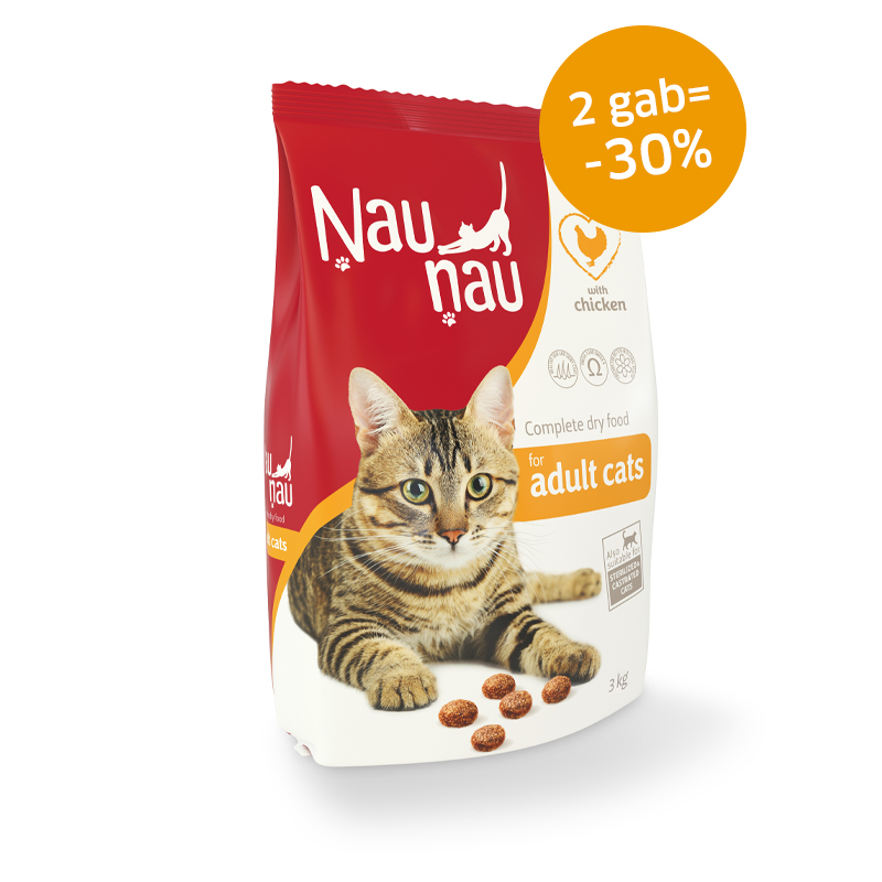 Sausā kaķu barība Ņau Ņau ar vistu
